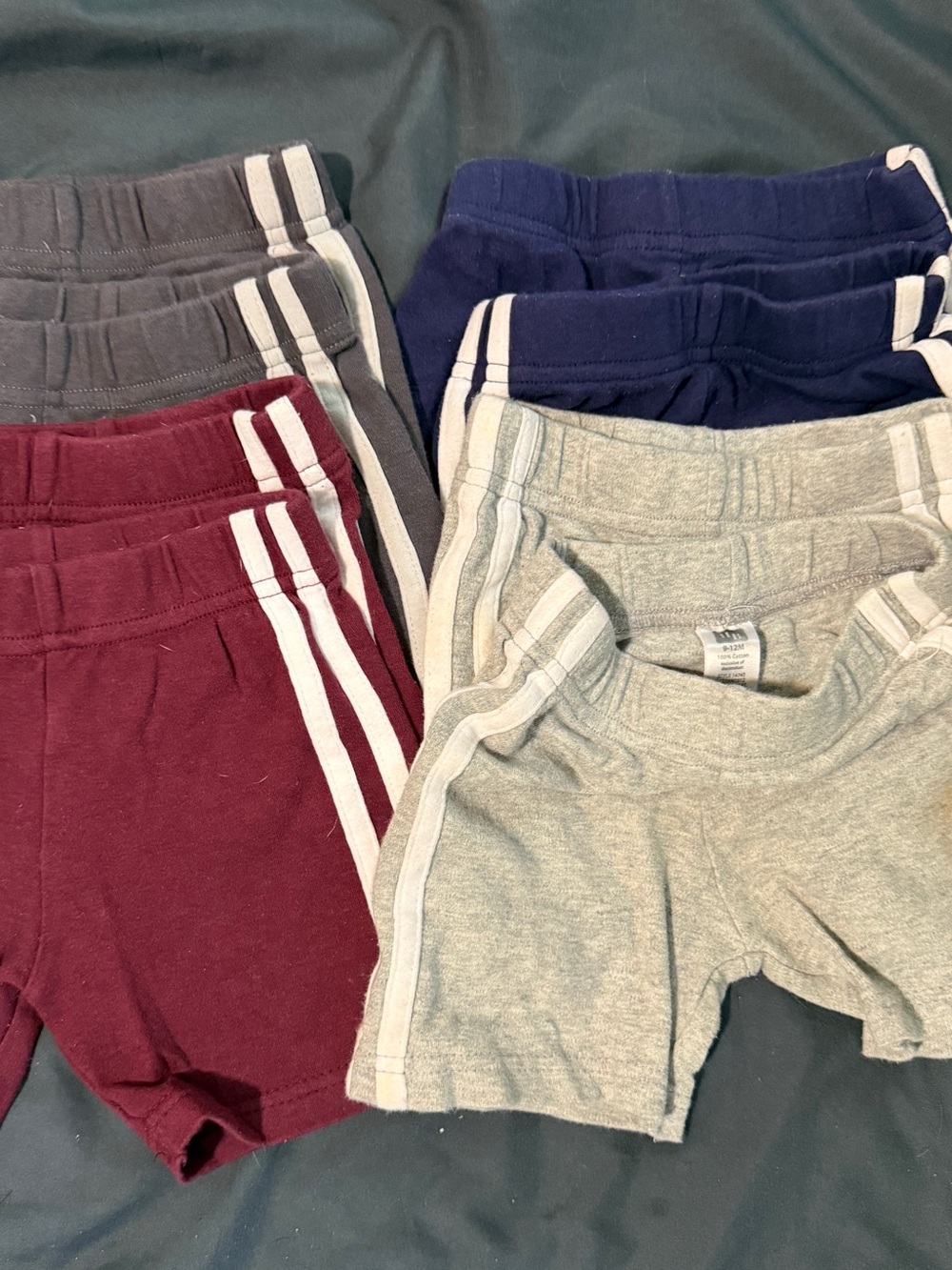 8 pack Kids Athletic Stripe Shorts - Gray, Navy, Maroon